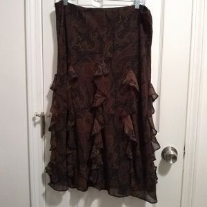 Chaps Women's Brown Paisley Skirt Size Large